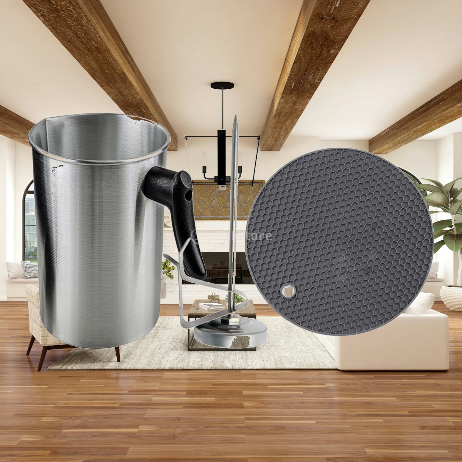 Pour Pot Aluminum - 3L Fassungsvermögen Kerzenherstellungs-Gießtopf-Set mit Thermometer Seifenherstellung