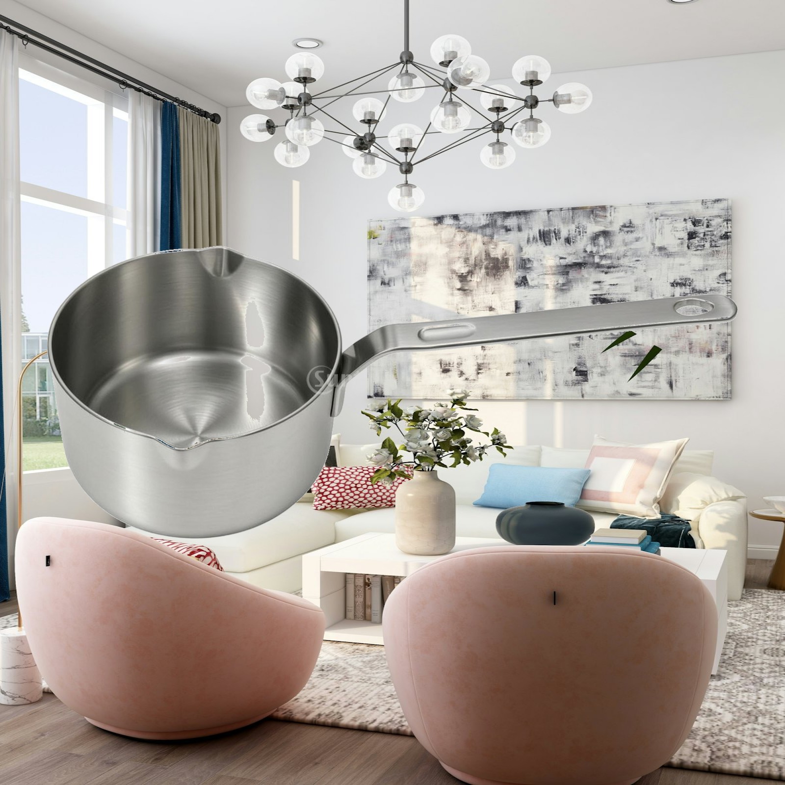 Pour Pot Aluminum - Ölheiztopf aus Edelstahl, kleiner Topf mit