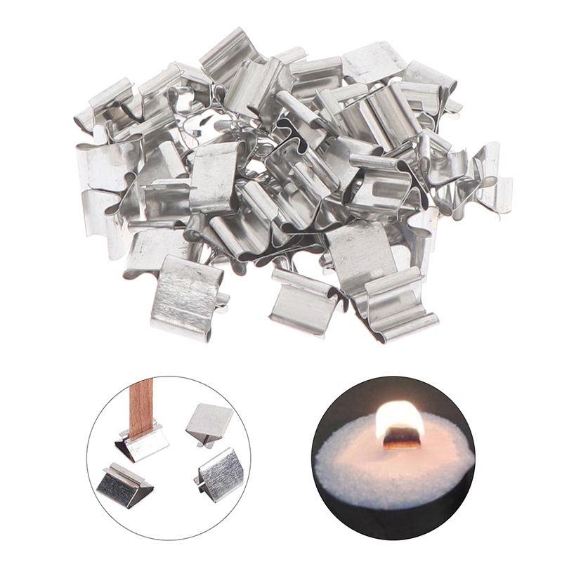 Candle Making Diy Kit - 50 Stück Holz-Kerzendochte mit Basis-Clips, Eisen-Kerzenhalter,