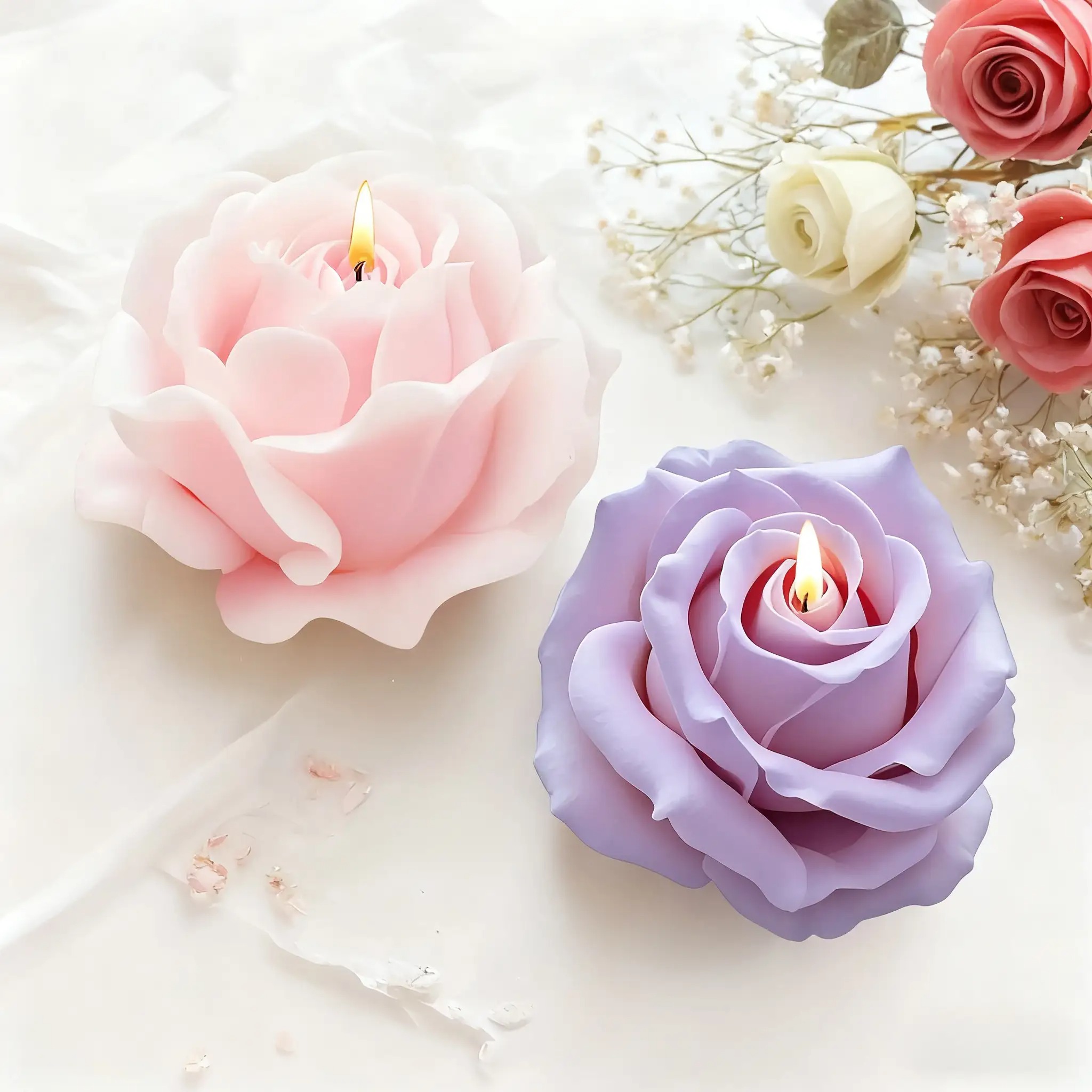 2 Stück romantische 3D-Rosen-S – Candle Making Video Bewertung und Preis